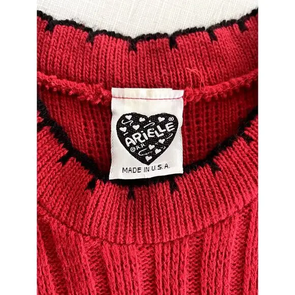 Arielle Sz S Vintage Teddy Bear Sweater Red Holiday Christmas Ugly 90's Kidcore - Picture 11 of 12